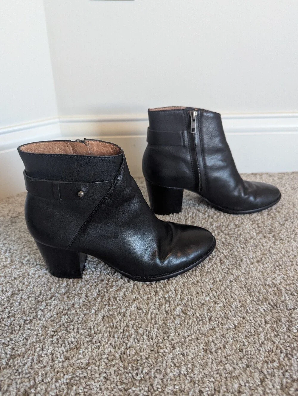 Madewell Kelci Black Leather Ankle Boots sz 7